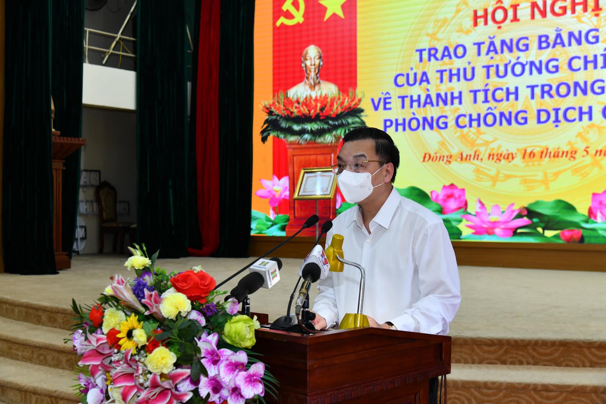 Chủ tịch UBND TP Hà Nội Chu Ngọc Anh phát biểu tại hội nghị. Ảnh: Quang Vinh.