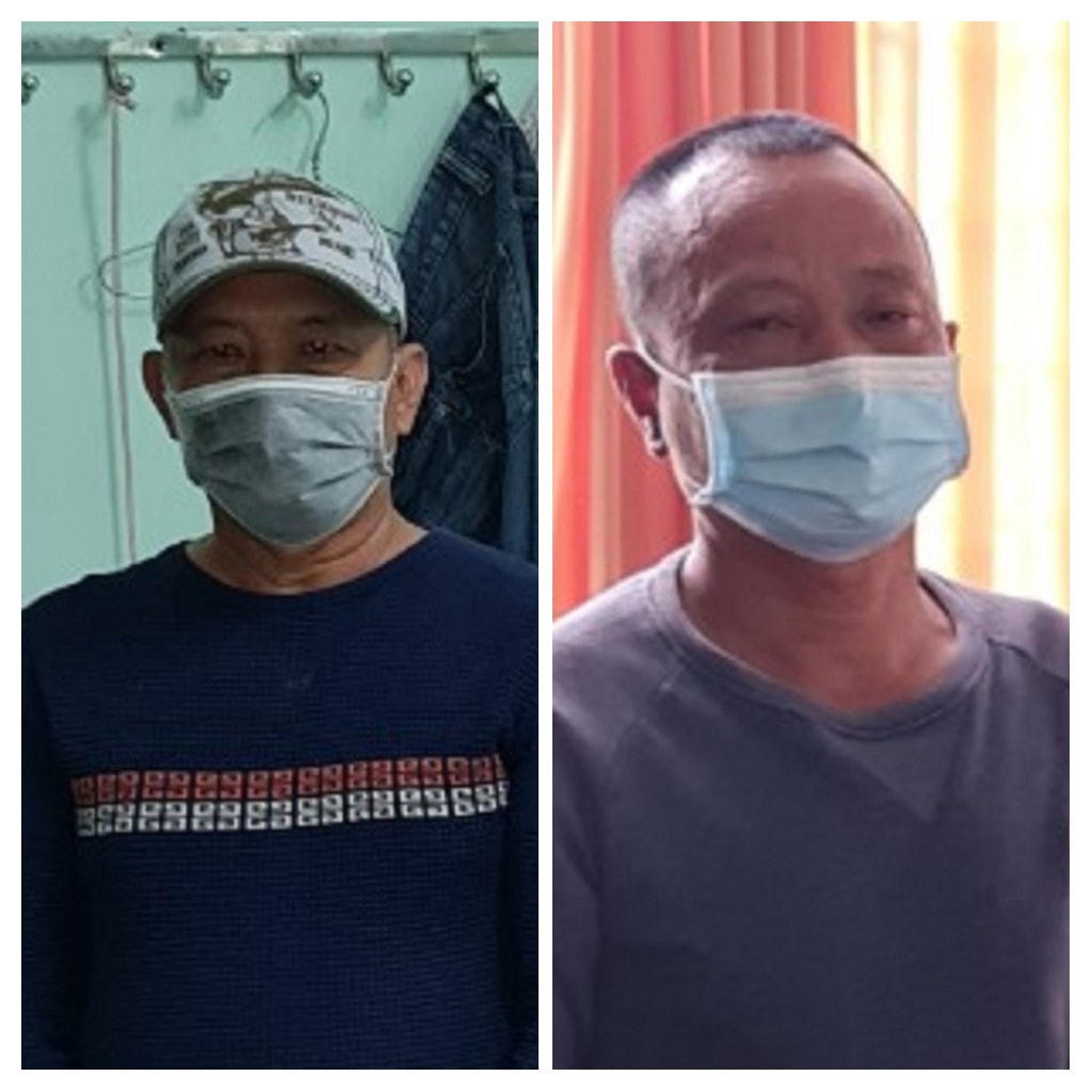 Bị can Nguyễn Văn Nhơn (bên trái) và bị can Huỳnh Văn Lấm.