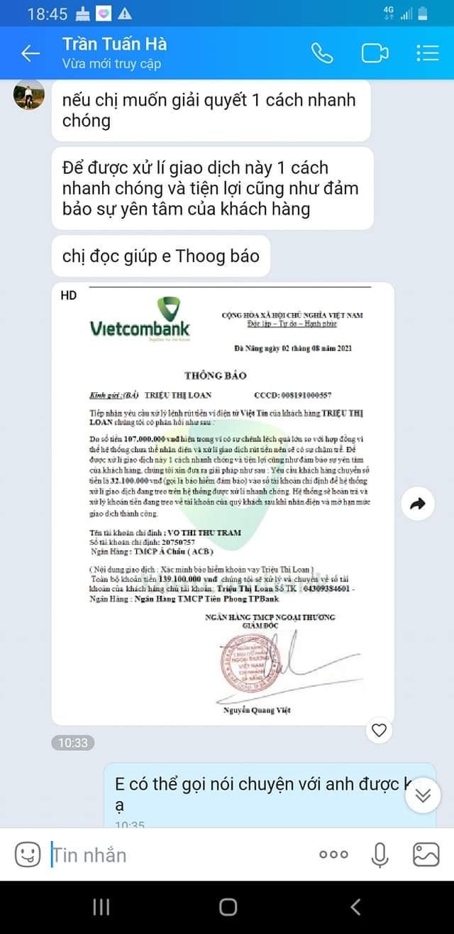 Những thông báo giả mạo ngân hàng.