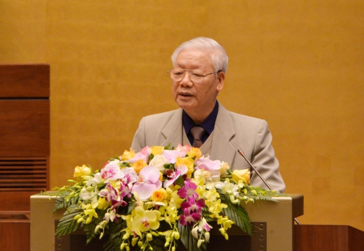 Tổng Bí thư, Chủ tịch nước Nguyễn Phú Trọng phát biểu tại Hội nghị.