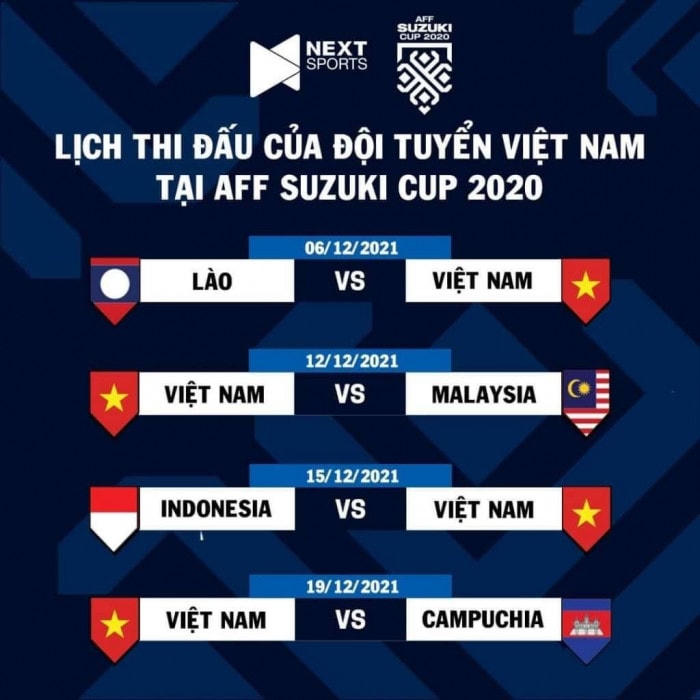 Lịch thi đấu của tuyển Việt Nam. 