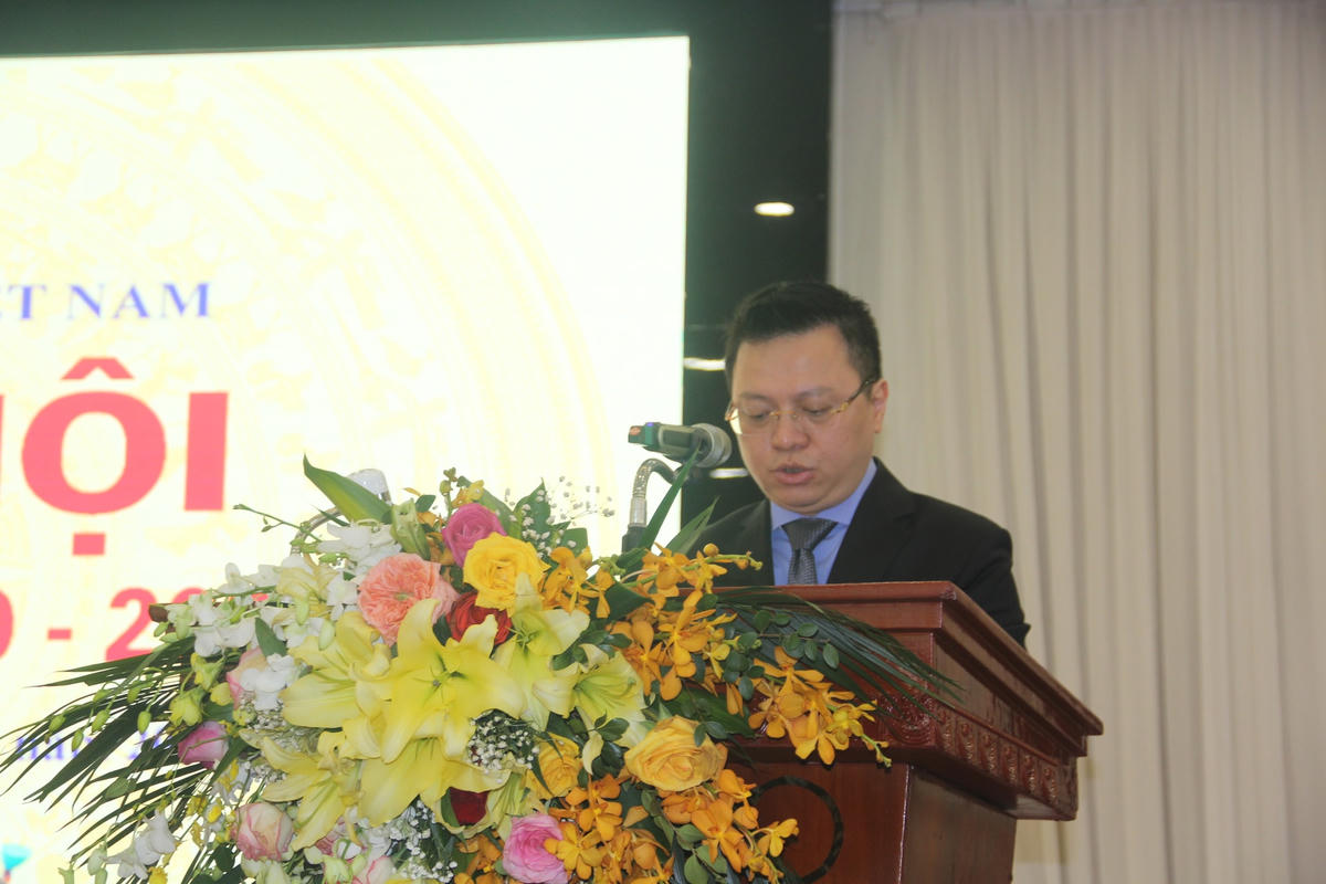 Tổng Biên tập báo Nhân dân Lê Quốc Minh – Chủ tịch Hội Nhà báo Việt Nam phát biểu khai mạc Đại hội.