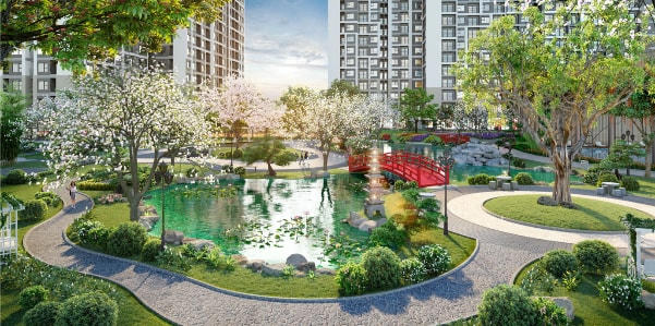 Một góc cảnh quan mang hơi thở xứ Anh Đào tại The Sakura.