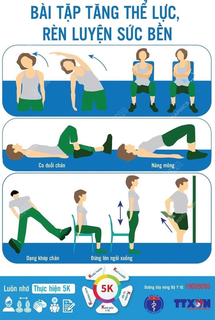 [Infographics] Bài tập vận động khi điều trị Covid-19 tại nhà
