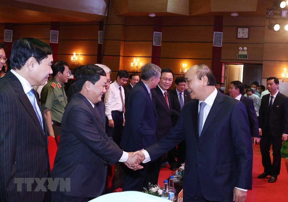Prime Minister Nguyen Xuan Phuc and delegates attend the 75th anniversary of the establishment of the Voice of Vietnam (September 7, 1945-7 September 2020). (Photo: Thong Nhat / VNA).