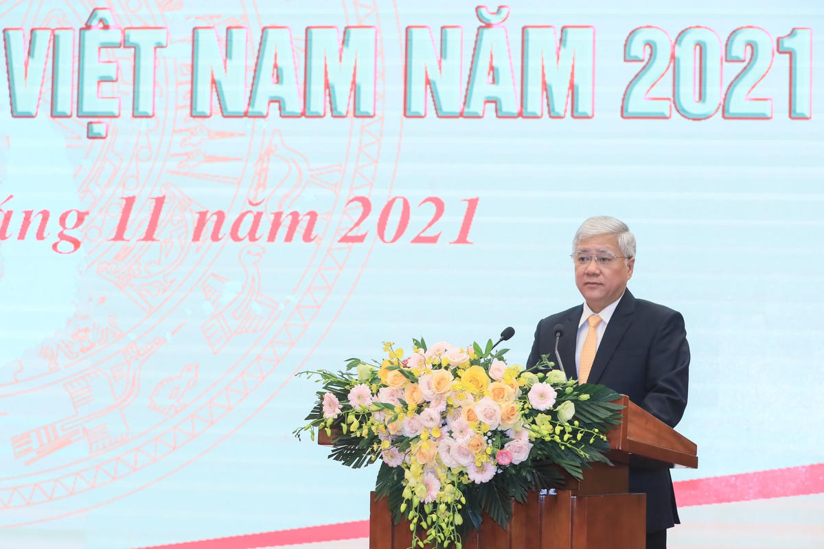  Bí thư Trung ương Đảng, Chủ tịch UBTƯ MTTQ Việt Nam Đỗ Văn Chiến phát biểu tại Lễ công bố