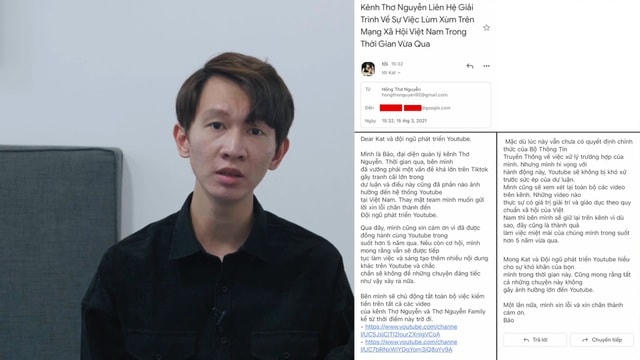 Đại diện quản lý kênh Thơ Nguyễn cho biết sẽ dừng việc kiếm tiền từ YouTube và ẩn toàn bộ video đã đăng tải trước đó.