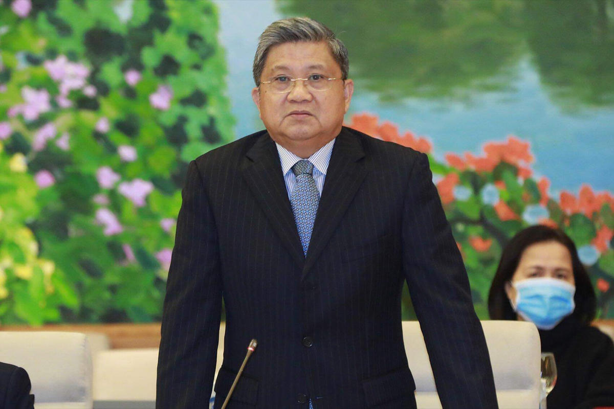 Chủ nhiệm Ủy ban Đối ngoại của Quốc hội Nguyễn Văn Giàu phát biểu tại Hội nghị.