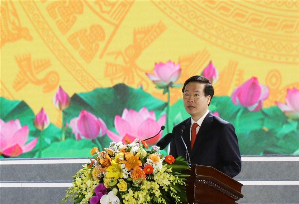 Ông Võ Văn Thưởng, Uỷ viên Bộ Chính trị, Thường trực Ban Bí thư phát biểu tại lễ kỷ niệm.