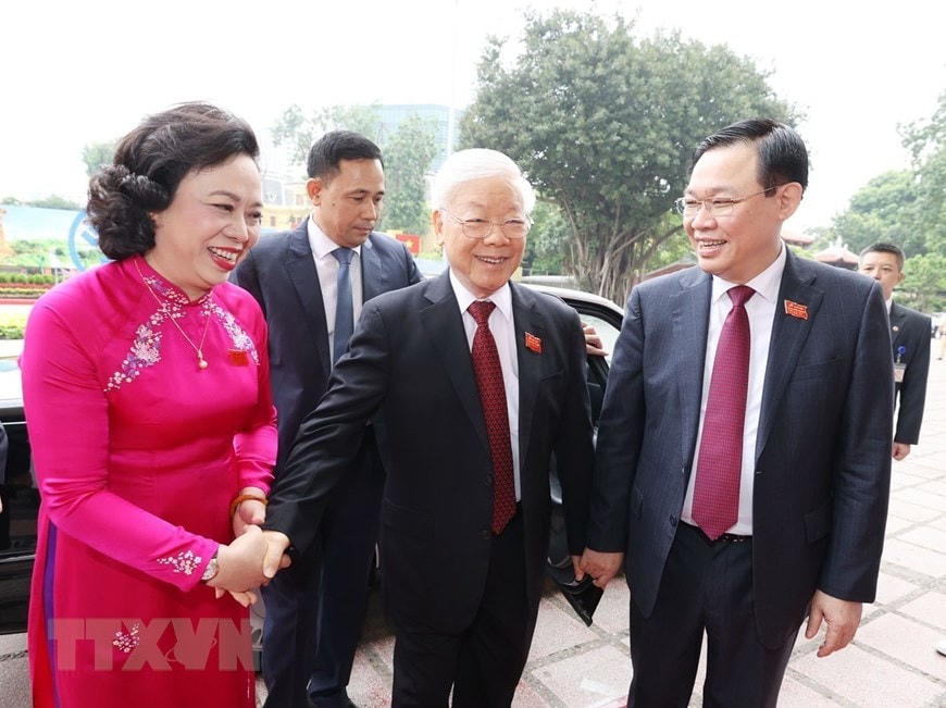 Tổng Bí thư, Chủ tịch nước Nguyễn Phú Trọng đến dự Đại hội. (Ảnh: Trí Dũng/TTXVN).