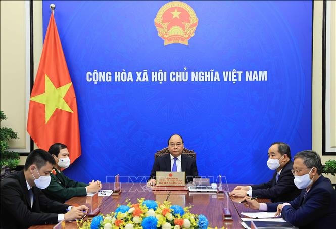 Chủ tịch nước Nguyễn Xuân Phúc điện đàm với Tổng Thư ký LHQ Antonio Guterres. Ảnh:TTXVN.