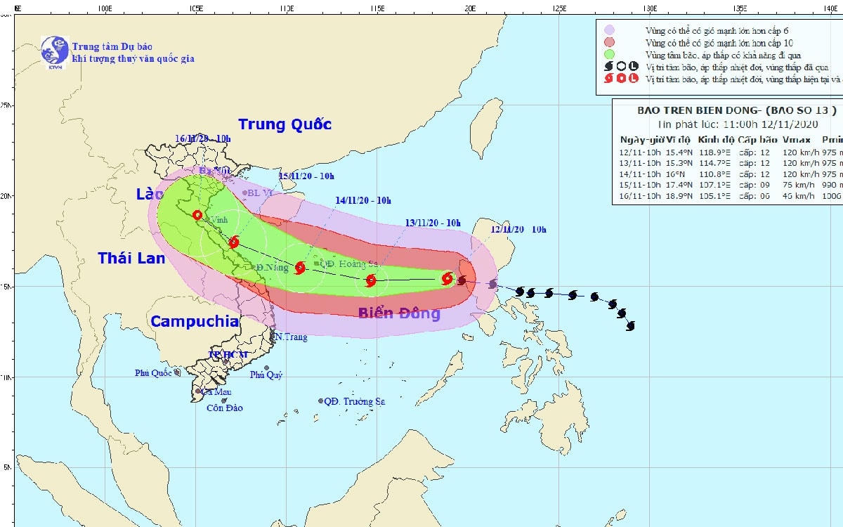 Bão số 13 sức gió 135km/giờ tiến thẳng quần đảo Hoàng Sa