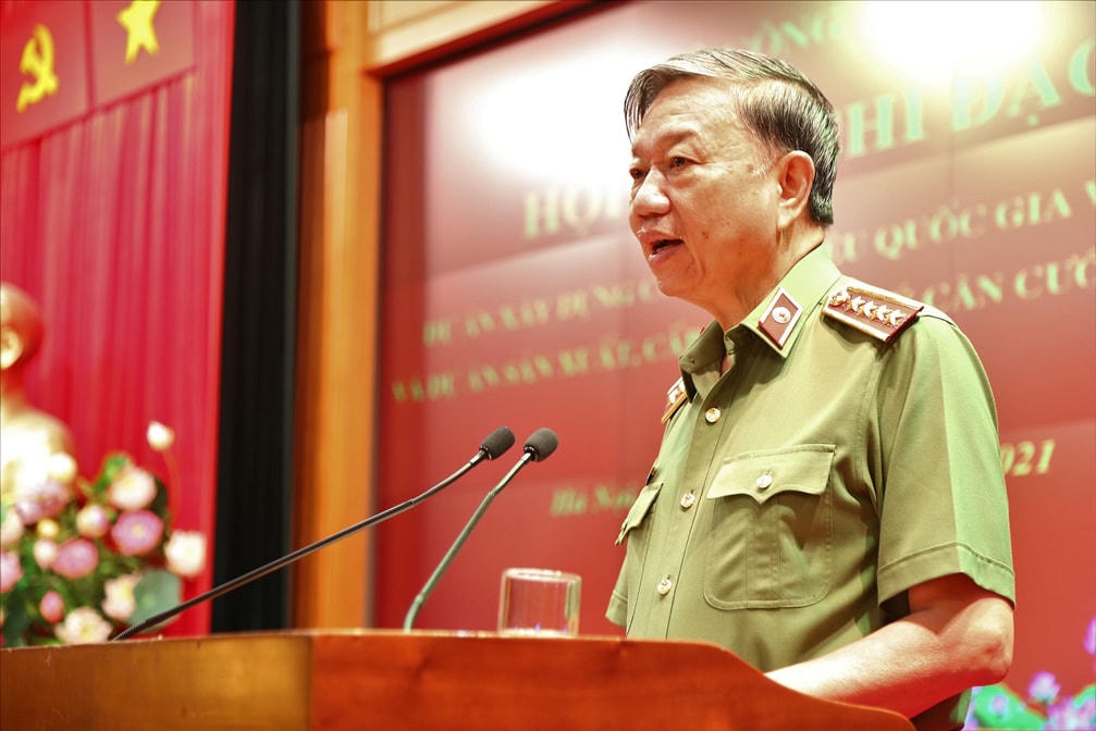 Bộ trưởng Tô Lâm phát biểu tại cuộc họp. Ảnh: Bộ Công an.