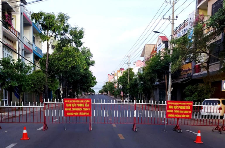 Khu vực đang phòng tỏa tại TP.Tuy Hòa.