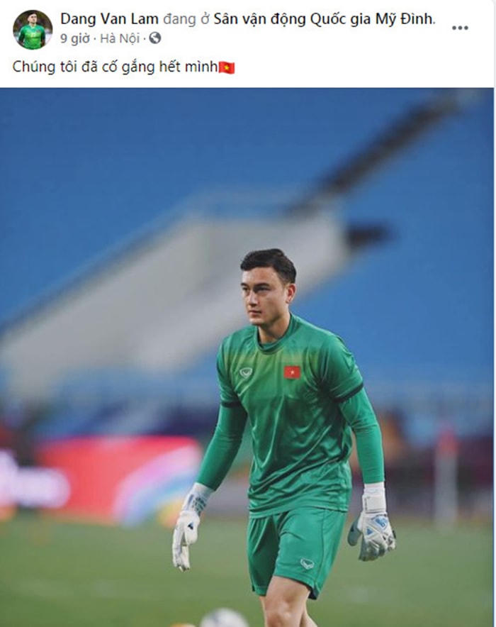Thủ thành bắt chính trong trận đấu vừa qua Đặng Văn Lâm khẳng định anh và các đồng đội đã nỗ lực hết mình