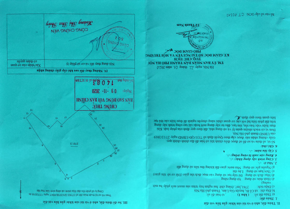 Bản Giấy chứng nhận QSD đất chùa Vàng.