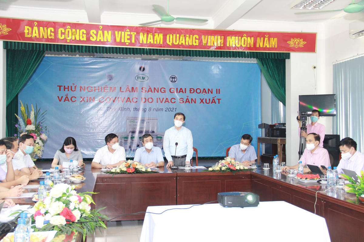 Họp triển khai thử nghiệm lâm sàng vaccine Covivac tại Thái Bình. ẢNh: BYT.