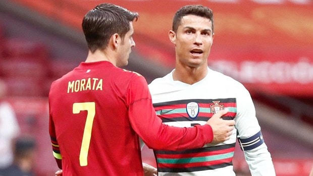 Morata và Ronaldo cùng không có được phong độ cao nhất. (Nguồn: beinsports).
