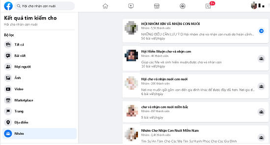 Chỉ bằng một vài thao tác đợn giản, người dùng mạng xã hội đã có thể tìm thấy một hội nhóm 