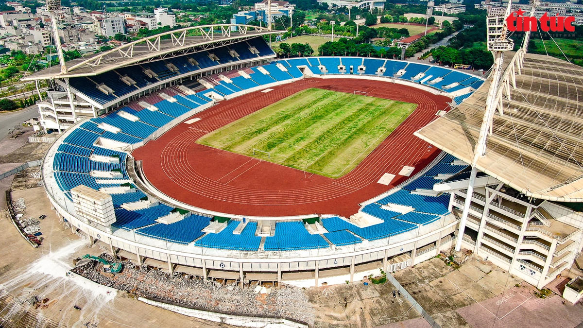 Sân vận động Mỹ Đình được nâng cấp phục vụ SEA Games 31. Ảnh: Trung Nguyên