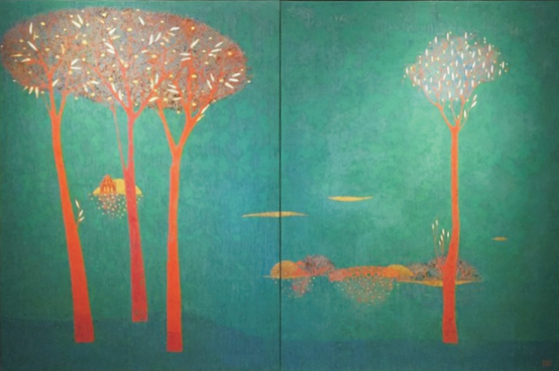 Tác phẩm "Có một Hồ Gươm như thế" của họa sĩ Trịnh Tuân.