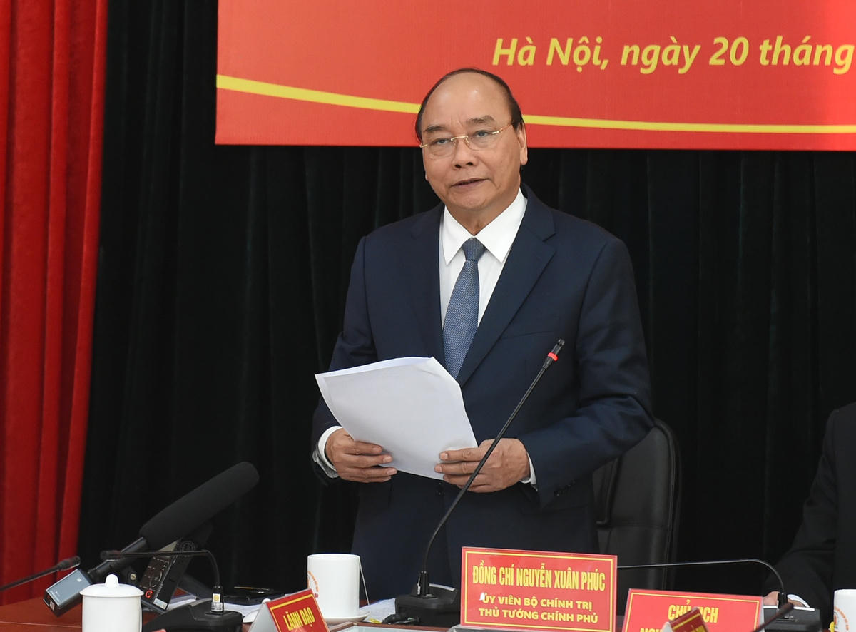 Thủ tướng Nguyễn Xuân Phúc phát biểu tại buổi làm việc. Ảnh: VGP.