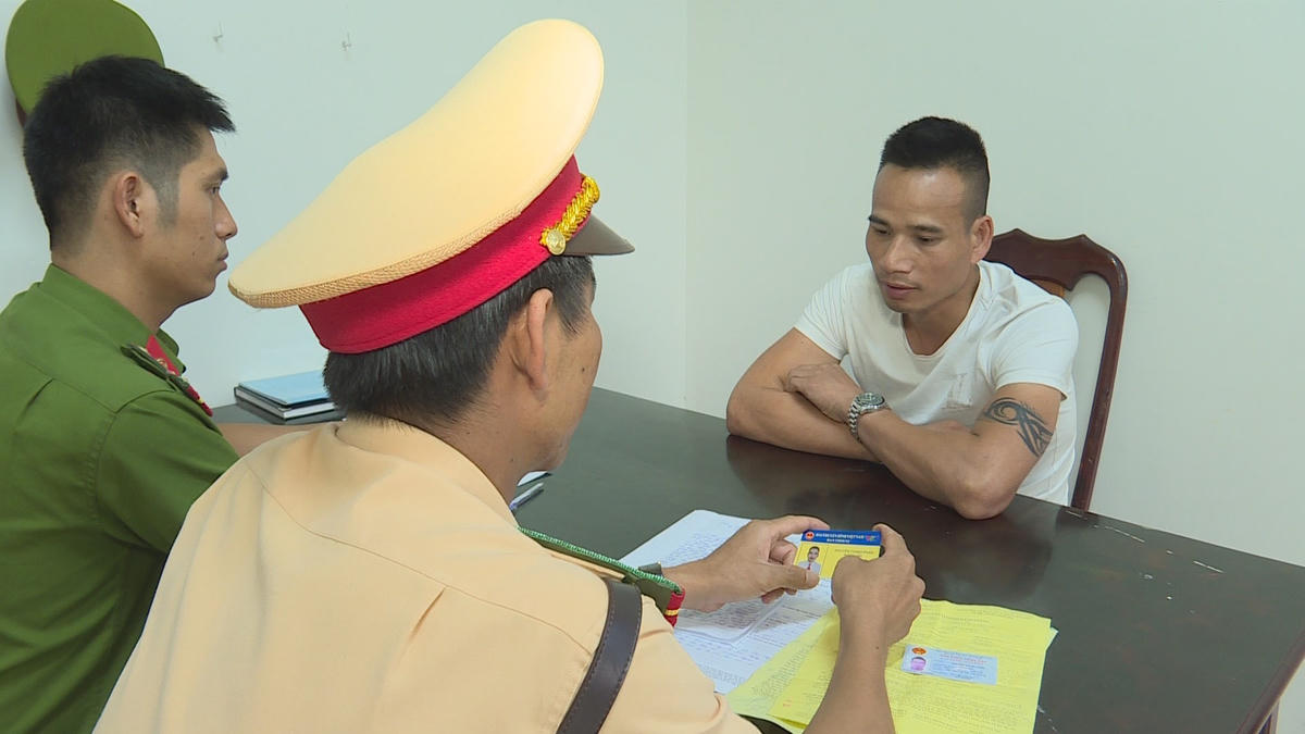 Đối tượng Nguyễn Thanh Phan tại cơ quan Công an.