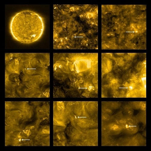 Những vệt lóa nhỏ gần bề mặt Mặt Trời. Ảnh: NASA.