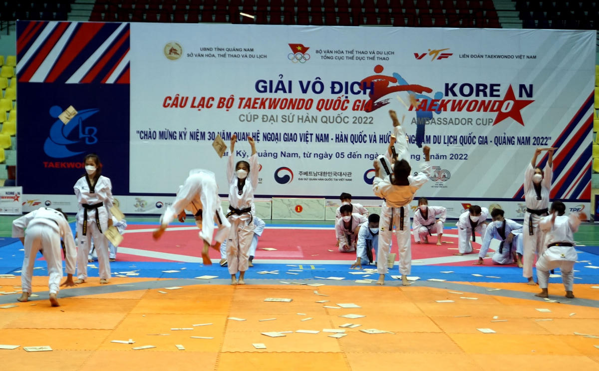 Tiết mục biểu diễn Taekwondo thể hiện kỹ thuật, đẹp mắt.