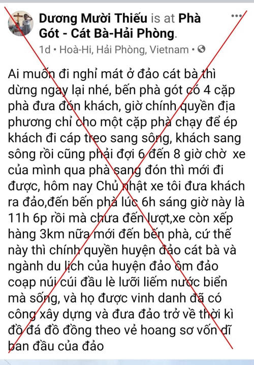 Dòng trạng thái thông tin sai sự thật của Facebooker.