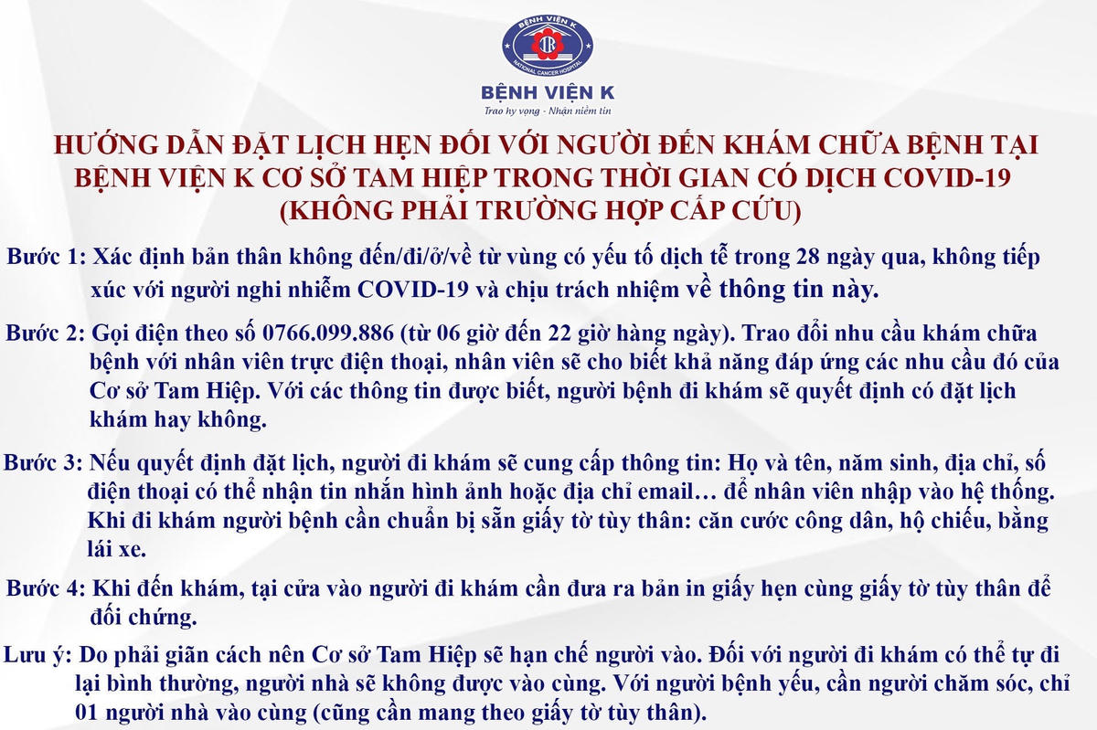 Gỡ phong tỏa Bệnh viện K cơ sở Phan Chu Trinh và cơ sở Tam Hiệp