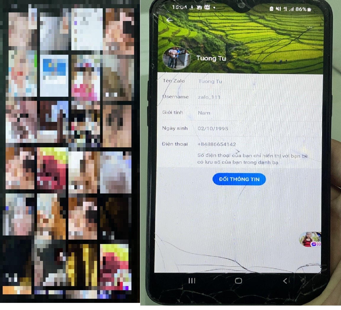 Những hình ảnh đồi trụy Tài đưa lên zalo.