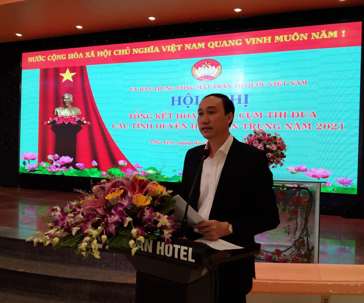   Phó Chủ tịch Ủy ban Trung ương MTTQ Việt Nam Phùng Khánh Tài, phát biểu tại Hội nghị.           