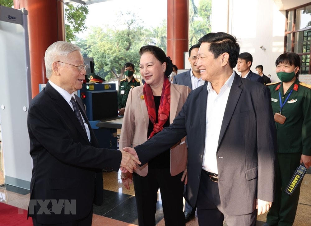 Tổng Bí thư, Chủ tịch nước Nguyễn Phú Trọng đến dự Hội nghị. Ảnh:Trí Dũng/TTXVN.