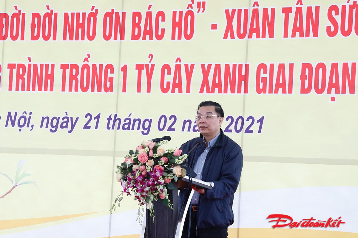 Ông Chu Ngọc Anh, Ủy viên Trung ương Đảng, Phó Bí thư Thành ủy, Chủ tịch UBND TP Hà Nội phát biểu tại buổi lễ.