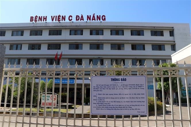 Bệnh viện C Đà Nẵng tiếp tục thực hiện cách ly y tế toàn bệnh viện từ 0 giờ ngày 24/7/2020 đến 0 giờ ngày 7/8/2020. (Ảnh: Trần Lê Lâm/TTXVN).
