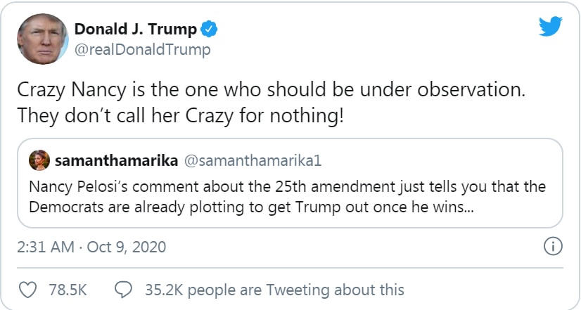 Dòng Tweet của Tổng thống Trump.