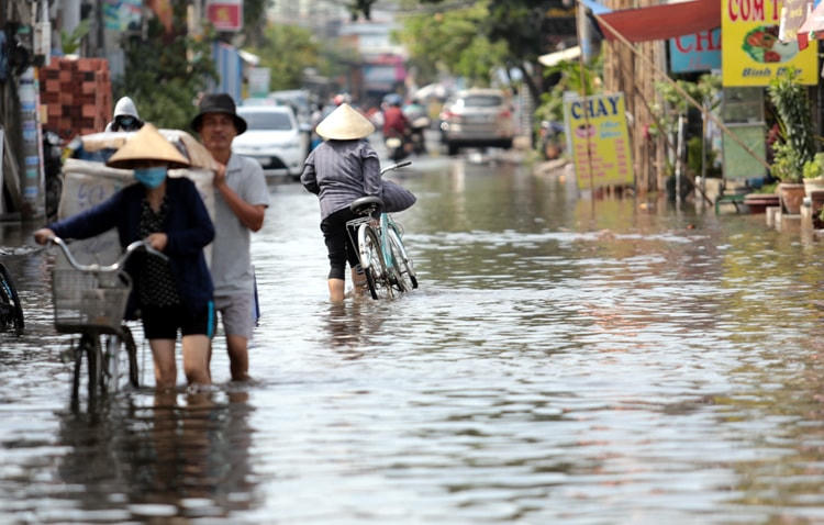 Thủ Đức: Triều cường dâng cao, đường và nhà dân ngập sâu gần 1 m