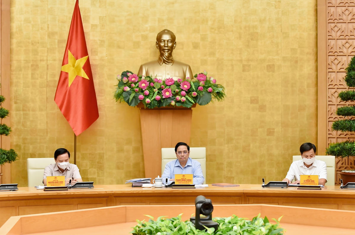 Thủ tướng Phạm Minh Chính, Trưởng Ban Chỉ đạo quốc gia phòng chống dịch Covid-19 chủ trì cuộc họp trực tuyến toàn quốc của Ban Chỉ đạo với các địa phương. Ảnh: VGP/Nhật Bắc.