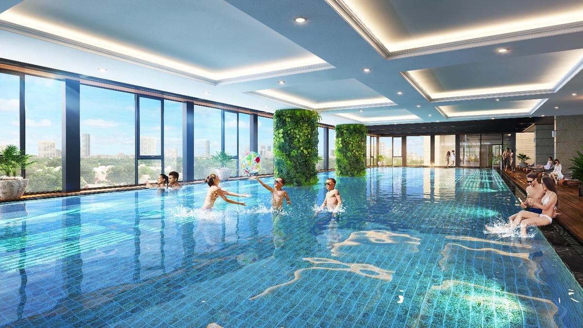 Bể bơi bốn mùa với chiều dài hơn 50m – đạt tiêu chuẩn thi đấu Olympic.