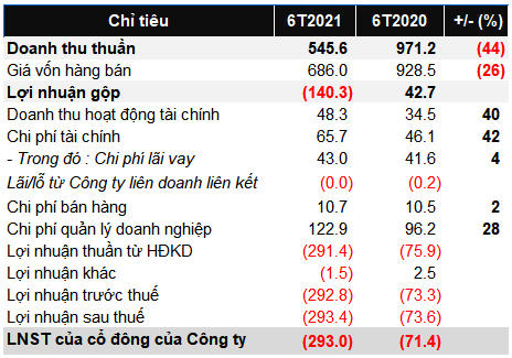 Nguồn: BCTC soát xét bán niên 2021 của VTR.