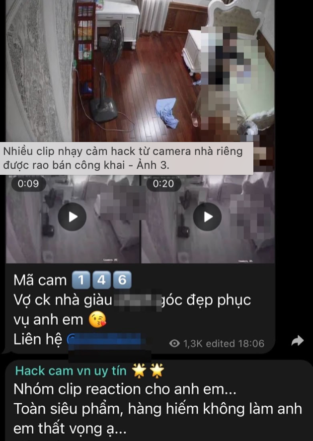 Các clip nhạy cảm được hack từ camera nhà riêng được rao bán công khai trên mạng.