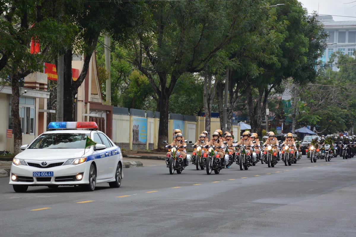 Công an tỉnh Quảng Nam tuần tra kiểm soát trong dịp Tết Nguyên đán Nhâm Dần 2022.
