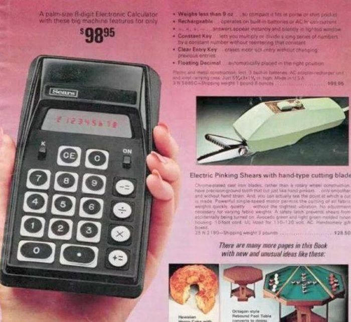 Máy tính điện tử 8 chữ số Sears: 98,95 USD.