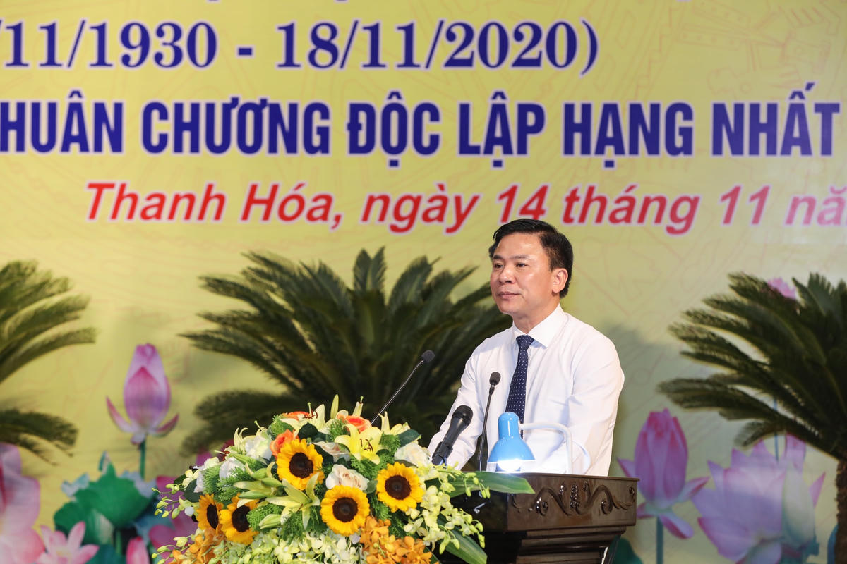 Ông Đỗ Trọng Hưng, Bí thư Tỉnh uỷ Thanh Hoá biểu dương những kết quả của MTTQ các cấp trong tỉnh đã đạt được. Ảnh: Quang Vinh.