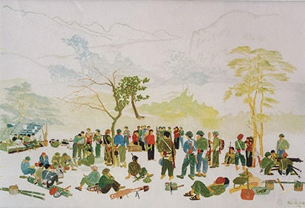 Tác phẩm “Tiếng hát mùa chiến dịch” (sơn dầu, 120x180cm, năm 1994).