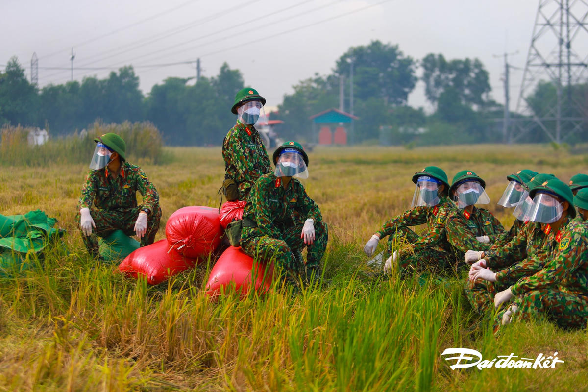 Sau những lần khiêng lúa, lực lượng tại đơn vị phải nghỉ ngơi đôi chút rồi lại tiếp tục.