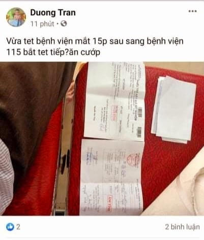 Facebook Duong Tran bức xúc vì người thân phải test nhanh 2 lần Covid-19 dù cách nhau 15 phút.
