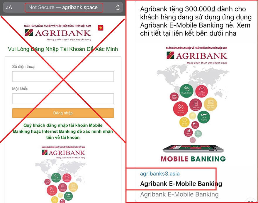 Agribank cảnh báo các trang điện tử giả mạo lừa đảo khách hàng