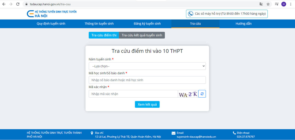 Cổng điện tử của Sở GDĐT Hà Nội.